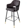 Riess-Ambiente Retro Möbel|Barhocker > Design Barhocker PARIS grau Samt mit Lehne Metall schwarz gold Ziersteppung