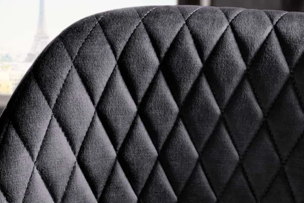 Riess-Ambiente Retro Möbel|Barhocker > Design Barhocker PARIS grau Samt mit Lehne Metall schwarz gold Ziersteppung
