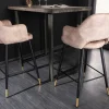 Riess-Ambiente Retro Möbel|Barhocker > Design Barhocker PARIS greige Samt mit Lehne Metall schwarz gold Ziersteppung
