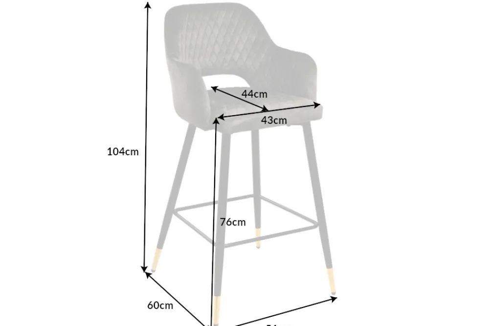 Riess-Ambiente Retro Möbel|Barhocker > Design Barhocker PARIS grün Samt mit Lehne Metall schwarz gold Ziersteppung