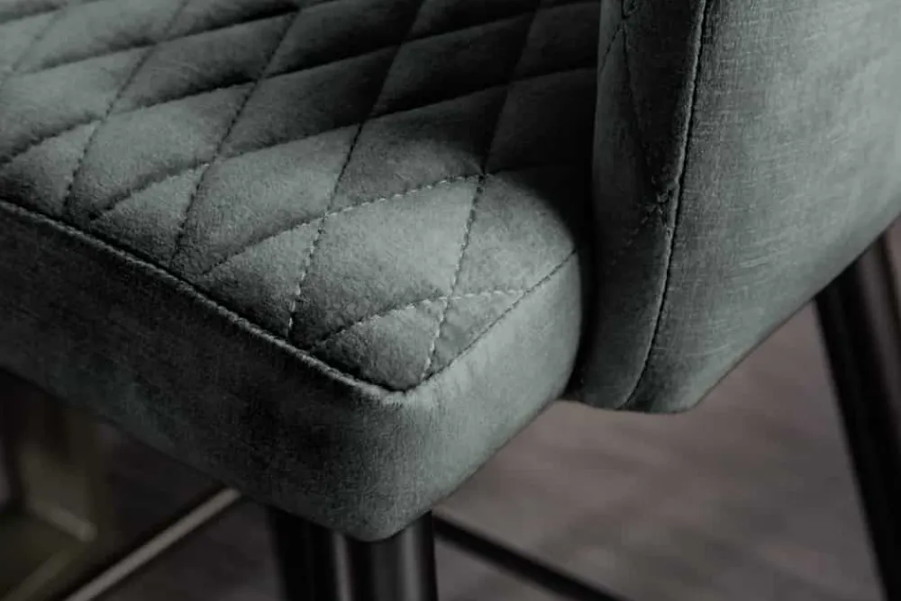 Riess-Ambiente Retro Möbel|Barhocker > Design Barhocker PARIS grün Samt mit Lehne Metall schwarz gold Ziersteppung