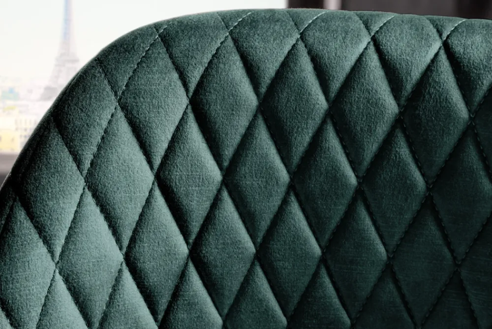 Riess-Ambiente Goldene Möbel|Retro Möbel > Design Barhocker PARIS petrol Samt Ziersteppung Fußkappen gold mit Armlehnen