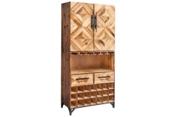 Riess-Ambiente Mehr...|Massivholzschränke > Design Barschrank BODEGA 160cm natur Pinienholz Weinregal Glashalter Schubladen