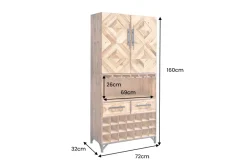 Riess-Ambiente Mehr...|Massivholzschränke > Design Barschrank BODEGA 160cm natur Pinienholz Weinregal Glashalter Schubladen