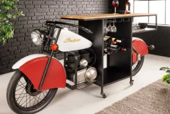 Riess-Ambiente Konsolentische|Industrial Loft > Design Bartisch EASY RIDER 230cm weiß rot schwarz Mangoholz Motorrad Upcycling