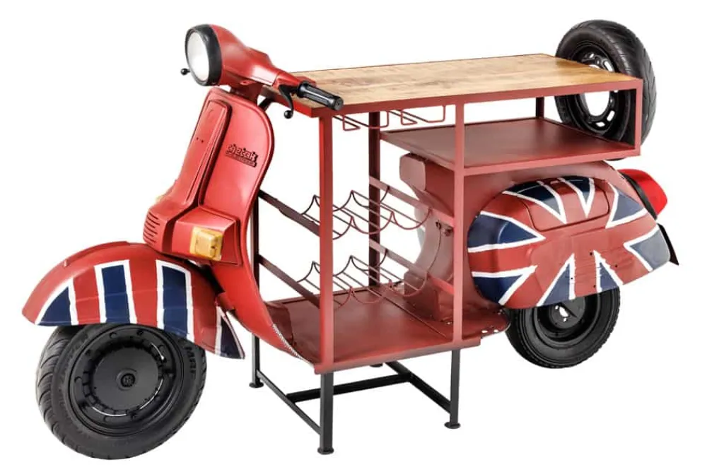 Riess-Ambiente Konsolentische|Industrial Loft > Design Bartisch SCOOTER 180cm rot Mangoholz Handarbeit Upcycling
