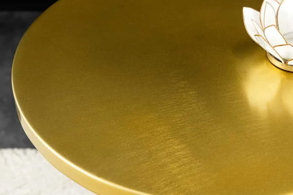 Riess-Ambiente Beistelltische|Goldene Möbel > Design Beistelltisch ABSTRACT 60cm gold Metall gebürstet Patina Handarbeit rund Säulentisch