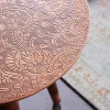 Riess-Ambiente Beistelltische|Couchtische & Truhen > Design Beistelltisch ALCAZAR 50cm antik kupfer Metall Mangoholz Handarbeit rund