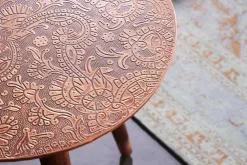 Riess-Ambiente Beistelltische|Couchtische & Truhen > Design Beistelltisch ALCAZAR 50cm antik kupfer Metall Mangoholz Handarbeit rund