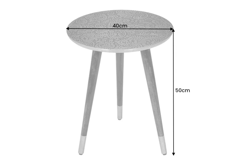 Riess-Ambiente Beistelltische|Couchtische & Truhen > Design Beistelltisch ALCAZAR 50cm antik kupfer Metall Mangoholz Handarbeit rund