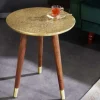 Riess-Ambiente Couchtische & Truhen|Mehr... > Design Beistelltisch ALCAZAR 50cm antik gold Metall Mangoholz Handarbeit rund
