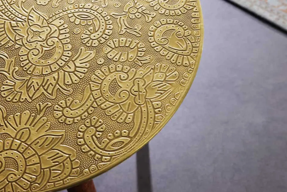 Riess-Ambiente Couchtische & Truhen|Mehr... > Design Beistelltisch ALCAZAR 50cm antik gold Metall Mangoholz Handarbeit rund