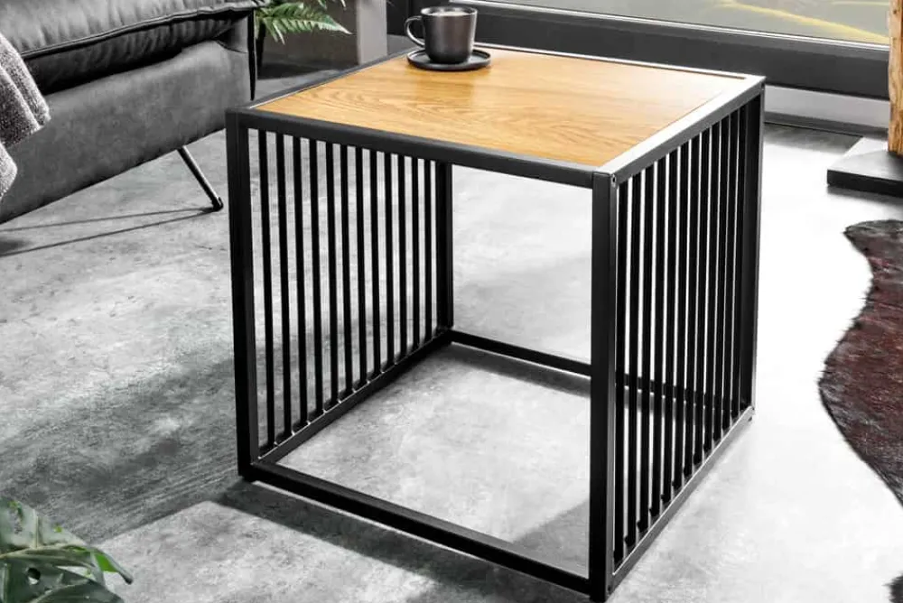 Riess-Ambiente Beistelltische|Skandinavisch > Design Beistelltisch ARCHITECTURE 40cm natur schwarz Wildeiche Metall