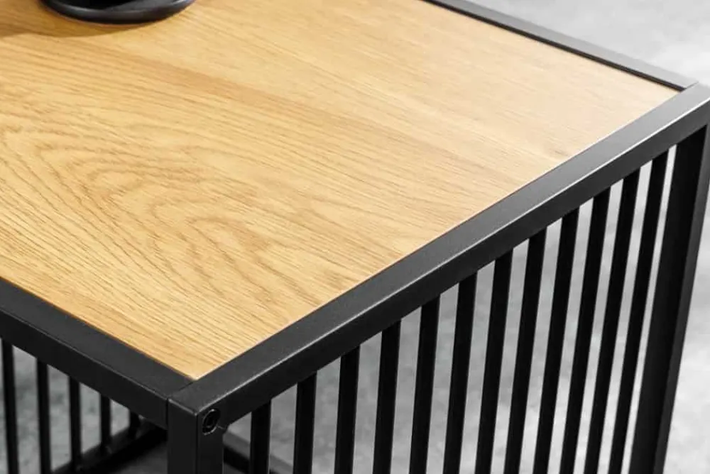 Riess-Ambiente Beistelltische|Skandinavisch > Design Beistelltisch ARCHITECTURE 40cm natur schwarz Wildeiche Metall