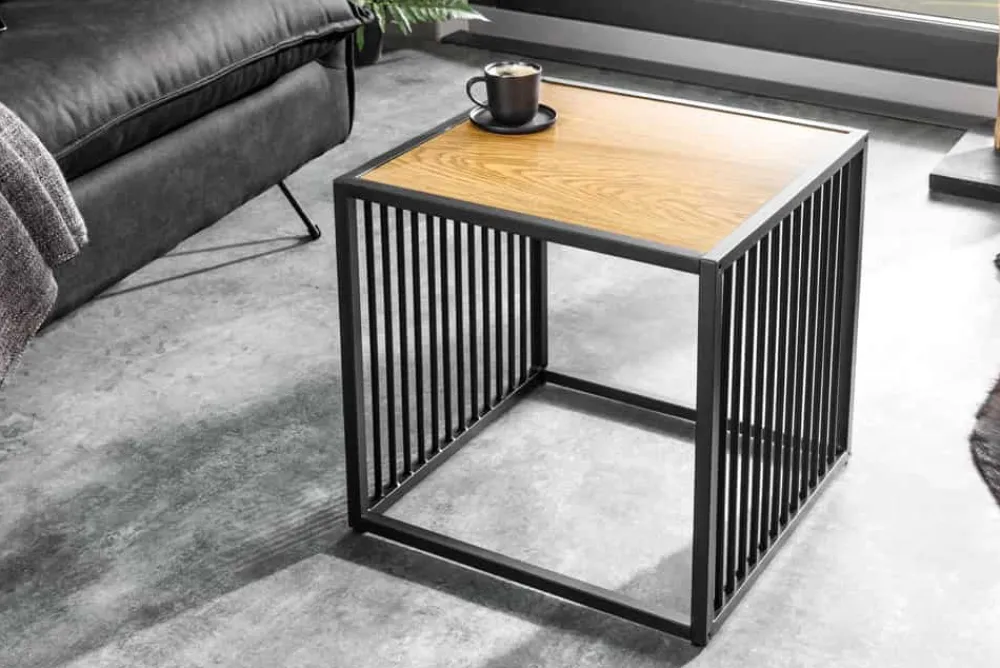 Riess-Ambiente Beistelltische|Skandinavisch > Design Beistelltisch ARCHITECTURE 40cm natur schwarz Wildeiche Metall