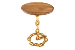 Riess-Ambiente Beistelltische|Mehr... > Design Beistelltisch CHAINS 55cm gold Mangoholz handmade Metall rund Kettengestell massiv