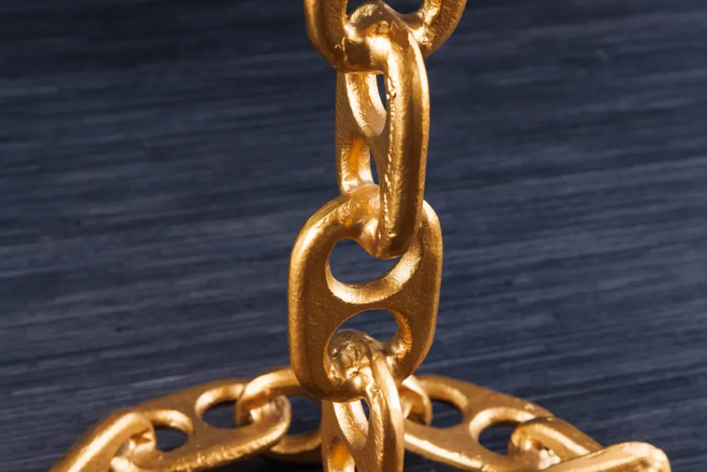 Riess-Ambiente Beistelltische|Mehr... > Design Beistelltisch CHAINS 55cm gold Mangoholz handmade Metall rund Kettengestell massiv