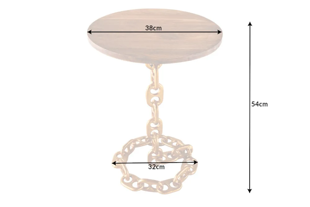 Riess-Ambiente Beistelltische|Mehr... > Design Beistelltisch CHAINS 55cm gold Mangoholz handmade Metall rund Kettengestell massiv