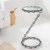 Riess-Ambiente Beistelltische > Design Beistelltisch CHAINS 35cm silber handmade Metall rund Glasplatte Kettengestell