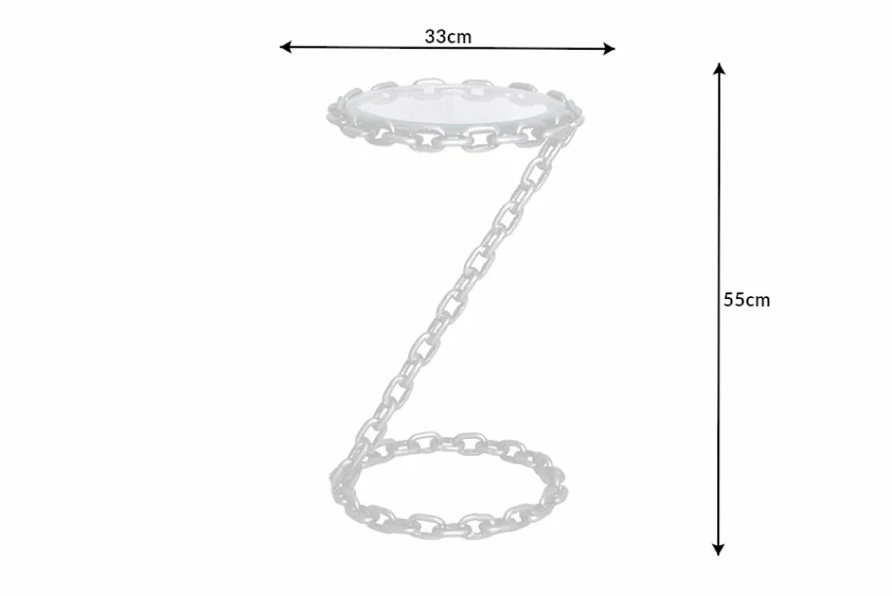 Riess-Ambiente Beistelltische > Design Beistelltisch CHAINS 35cm silber handmade Metall rund Glasplatte Kettengestell