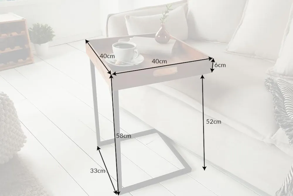 Riess-Ambiente Beistelltische|Mehr... > Design Beistelltisch CIANO 40cm Akazie Massivholz schwarz Tablett-Tisch