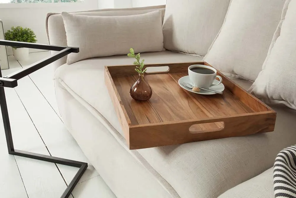 Riess-Ambiente Beistelltische|Mehr... > Design Beistelltisch CIANO 40cm Akazie Massivholz schwarz Tablett-Tisch