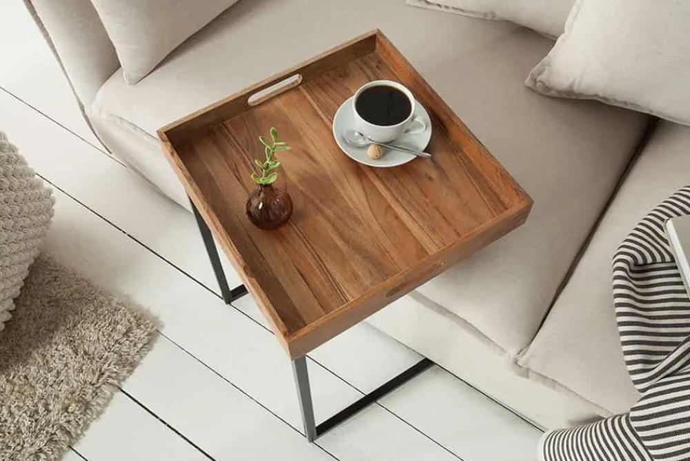 Riess-Ambiente Beistelltische|Mehr... > Design Beistelltisch CIANO 40cm Akazie Massivholz schwarz Tablett-Tisch