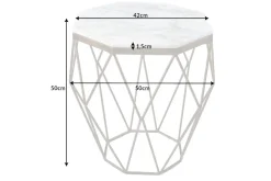 Riess-Ambiente Beistelltische|Goldene Möbel > Design Beistelltisch DIAMOND 50cm weiß Marmor messing Metall