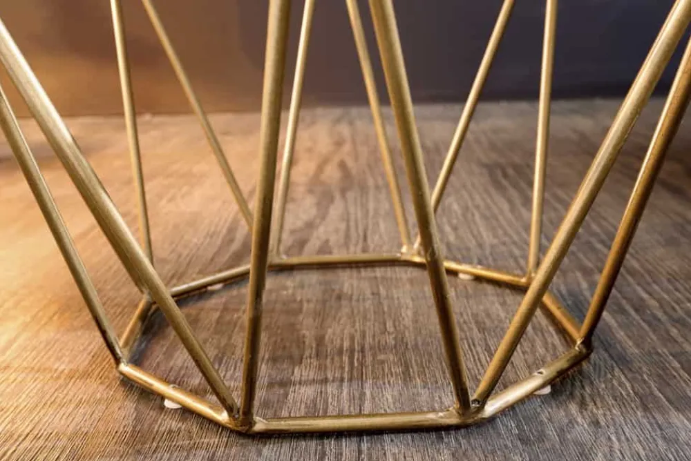 Riess-Ambiente Beistelltische|Goldene Möbel > Design Beistelltisch DIAMOND 50cm weiß Marmor messing Metall