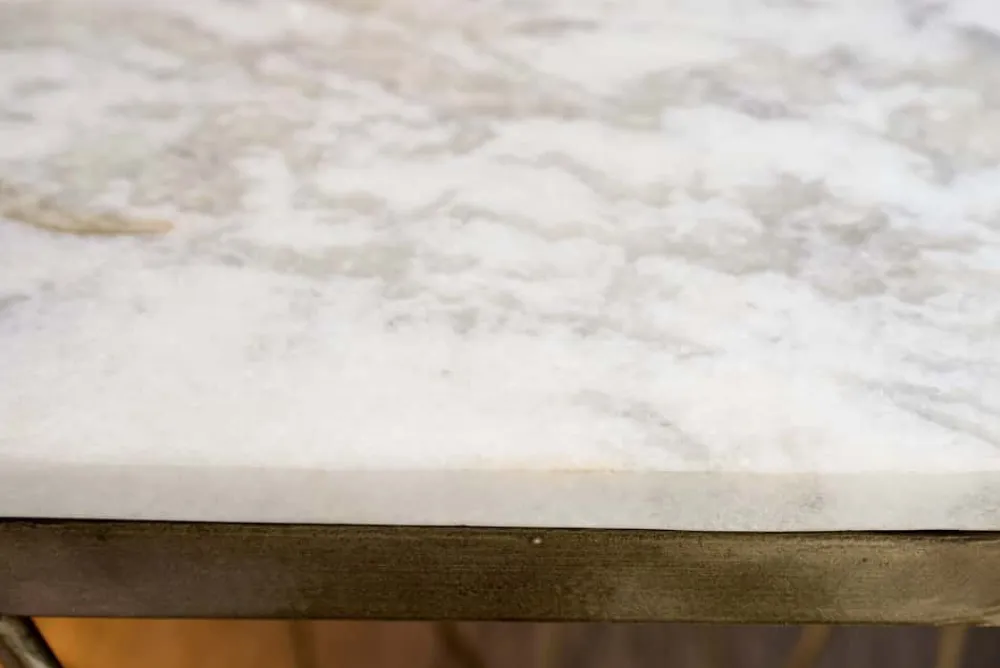 Riess-Ambiente Beistelltische|Goldene Möbel > Design Beistelltisch DIAMOND 50cm weiß Marmor messing Metall