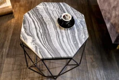 Riess-Ambiente Beistelltische|Industrial Loft > Design Beistelltisch DIAMOND 50cm grau Marmor schwarz Metall