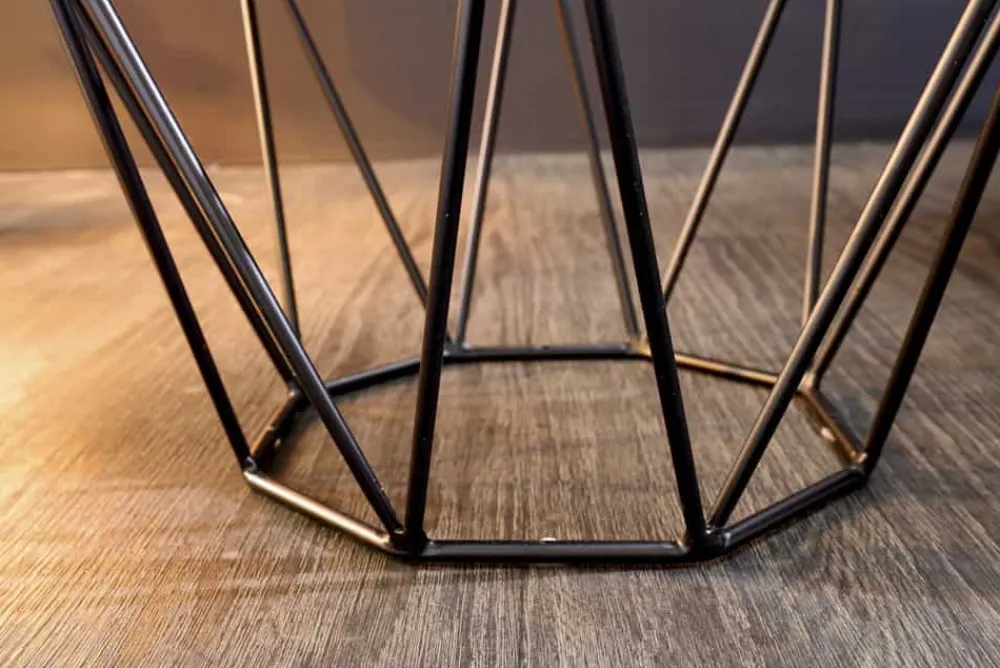 Riess-Ambiente Beistelltische|Industrial Loft > Design Beistelltisch DIAMOND 50cm grau Marmor schwarz Metall