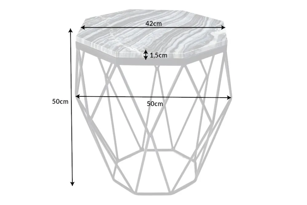 Riess-Ambiente Beistelltische|Industrial Loft > Design Beistelltisch DIAMOND 50cm grau Marmor schwarz Metall