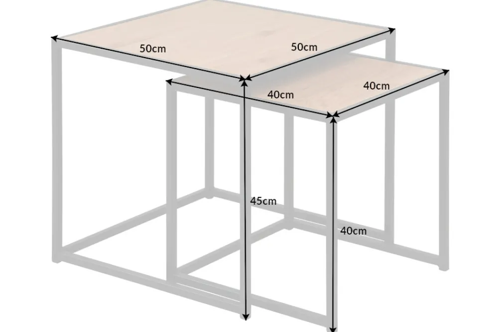 Riess-Ambiente Beistelltische|Industrial Loft > Design Beistelltische 2er Set SLIM LINE 50cm Wildeiche schwarz Industrial Stil