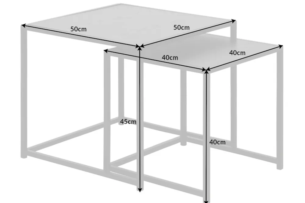 Riess-Ambiente Beistelltische|Industrial Loft > Design Beistelltische 2er Set SLIM LINE 50cm Esche schwarz Industrial Stil