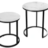 Riess-Ambiente Beistelltische|Couchtische & Truhen > Design Beistelltisch ELEGANCE 2er Set weiß rund Kristallglas mit Marmor-Dekor schwarzes Gestell