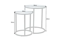 Riess-Ambiente Beistelltische|Couchtische & Truhen > Design Beistelltisch ELEGANCE 2er Set weiß rund Kristallglas mit Marmor-Dekor schwarzes Gestell