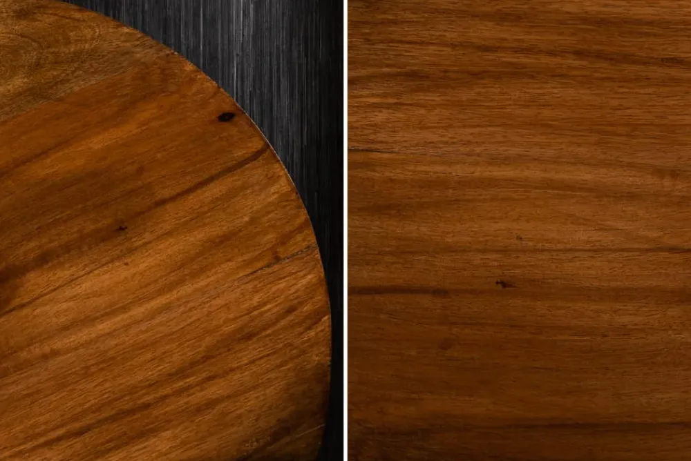Riess-Ambiente Beistelltische|Mehr... > Design Beistelltisch EXTRAVAGANCIA 60cm Mangoholz massiv rund Metall Säulenfuß silber