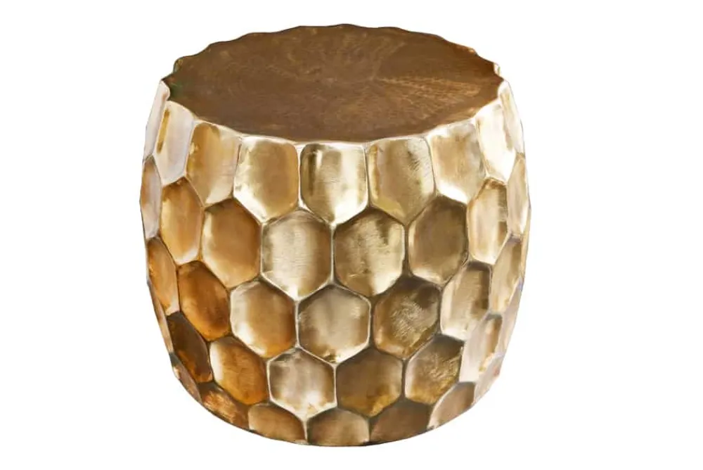 Riess-Ambiente Beistelltische|Goldene Möbel > Design Beistelltisch ORGANIC ORIENT 55cm gold Metall Hammerschlag Nachttisch handmade rund