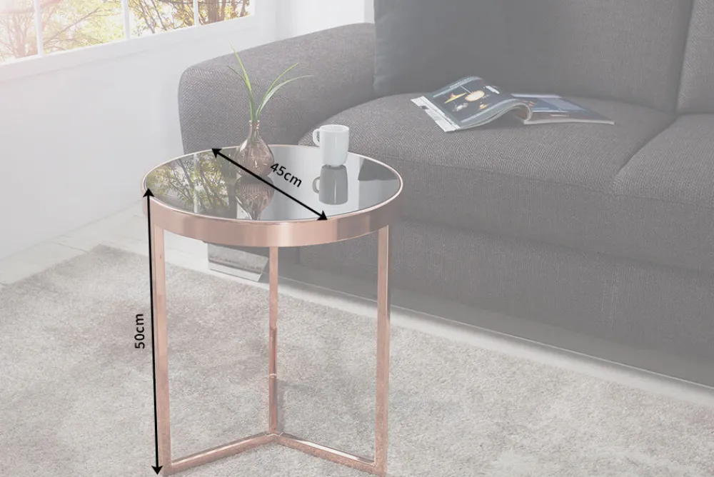 Riess-Ambiente Beistelltische|Couchtische & Truhen > Design Beistelltisch Original ASTRO 50cm kupfer Metall schwarze Glasplatte Couchtisch rund
