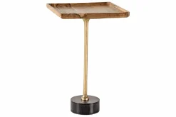 Riess-Ambiente Beistelltische|Mehr... > Design Beistelltisch TRAYFUL 55cm natur Akazie Massivholz schwarzer Marmorfuß gold Metall
