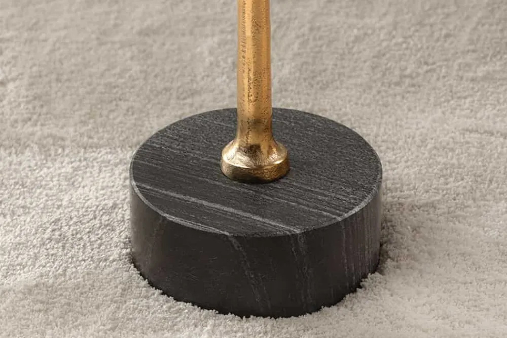 Riess-Ambiente Beistelltische|Mehr... > Design Beistelltisch TRAYFUL 55cm natur Akazie Massivholz schwarzer Marmorfuß gold Metall