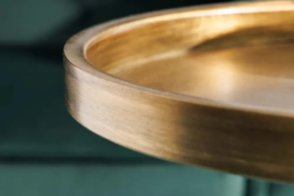 Riess-Ambiente Beistelltische|Goldene Möbel > Design Beistelltisch TRAYFUL 60cm antik gold weißer Marmorfuß handmade rund