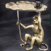 Riess-Ambiente Beistelltische|Goldene Möbel > Design Beistelltisch WILDLIFE MONKEY 60cm gold antik Metall handmade