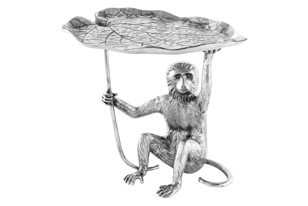 Riess-Ambiente Beistelltische > Design Beistelltisch WILDLIFE MONKEY 60cm silber Metall handmade