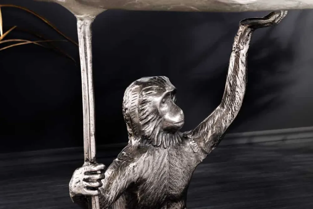 Riess-Ambiente Beistelltische > Design Beistelltisch WILDLIFE MONKEY 60cm silber Metall handmade