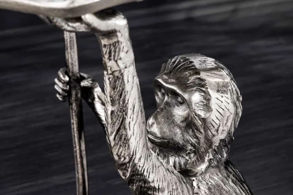 Riess-Ambiente Beistelltische > Design Beistelltisch WILDLIFE MONKEY 60cm silber Metall handmade