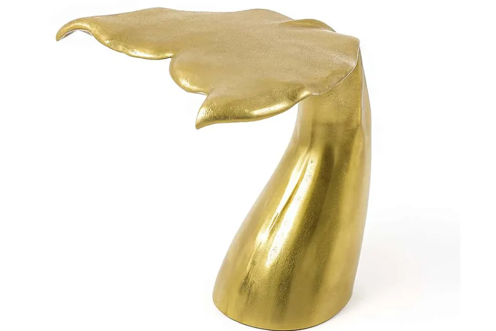 Riess-Ambiente Beistelltische|Goldene Möbel > Design Beistelltisch WILDLIFE Walflosse 60cm gold Metall handmade