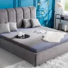 Riess-Ambiente Polsterbetten|Retro Möbel > Design Bett MILANO 180x200cm grau Vogue Seiden Samtstoff