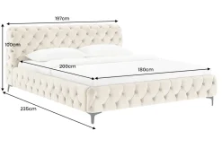 Riess-Ambiente Polsterbetten|Samt Möbel > Design Bett MODERN BAROCK 180x200cm champagner Samt Chesterfield Doppelbett